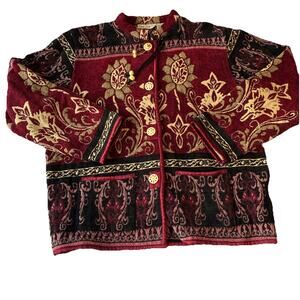 Vintage Flashback Tapestry Design Coat THINK POSITIVE Size Large